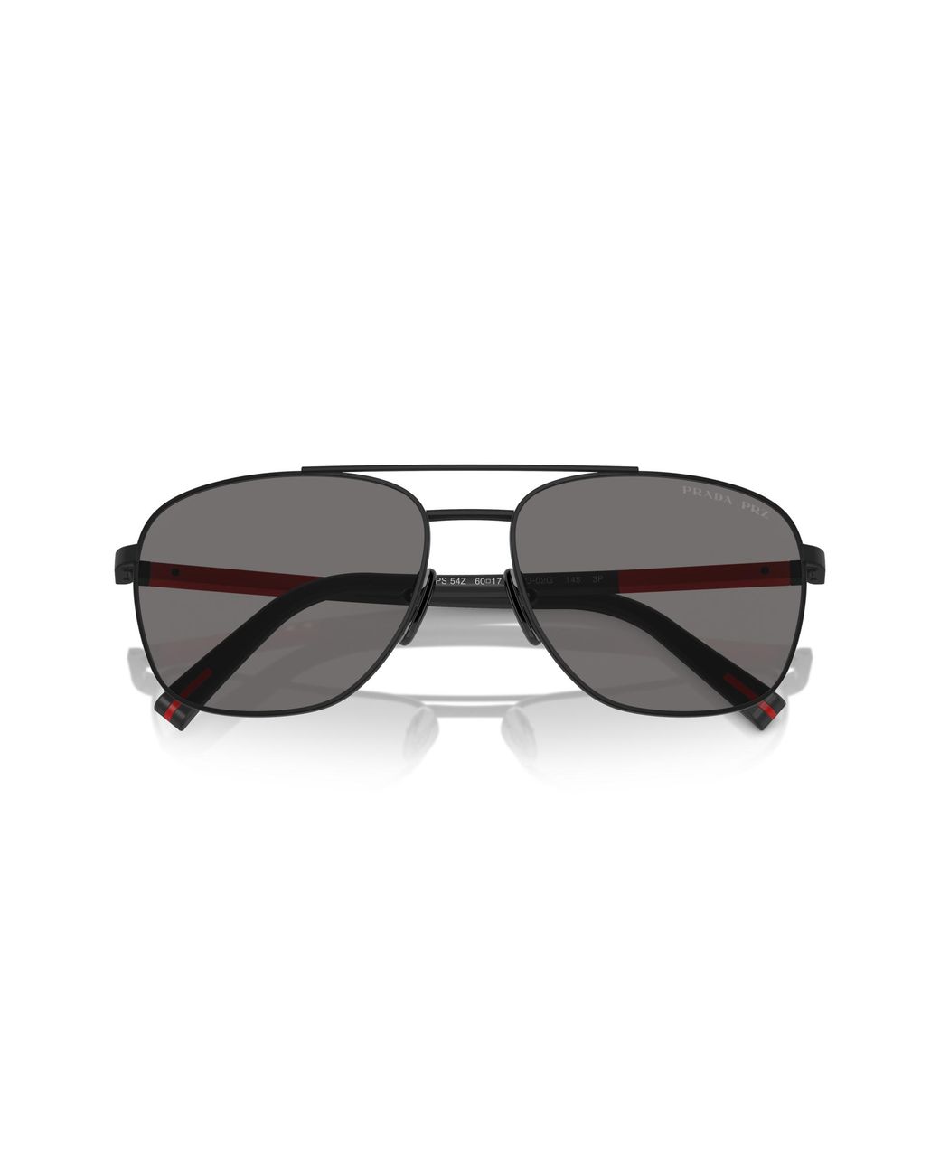 Prada Linea Rossa Black Ps 54Zs 1Bo02G Sunglasses Steel Round Polarized for men