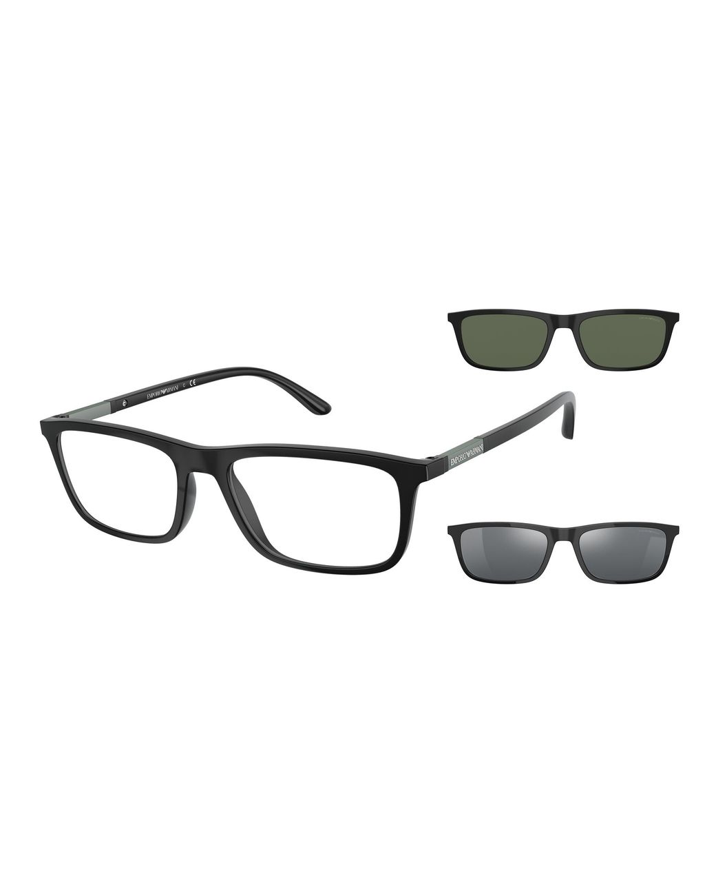 Emporio Armani Black Ea4160 50421W Sunglasses Injected Transparent Squared Normal Clip-On for men