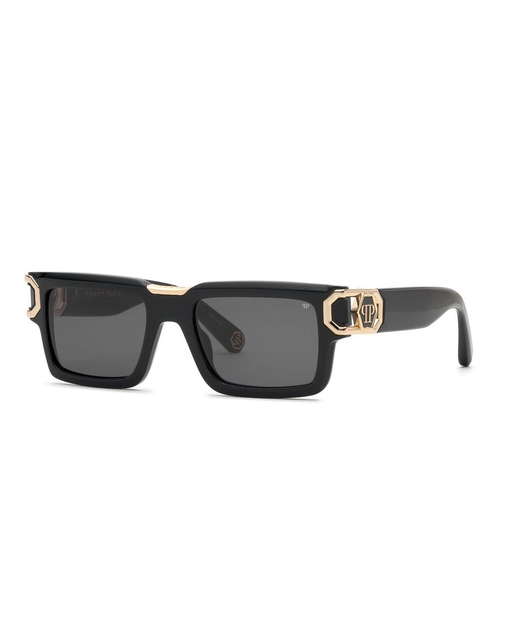 Philipp Plein Black Spp206M Plein Hera 700Y Sunglasses Acetate Smoke Squared Normal for men
