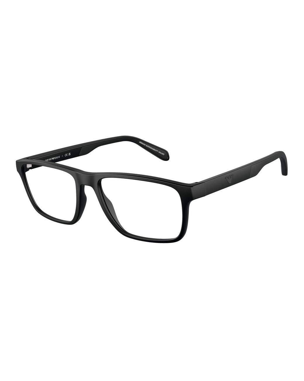 Emporio Armani Black Ea3233 5001 Optical Frames Injected Squared Normal for men