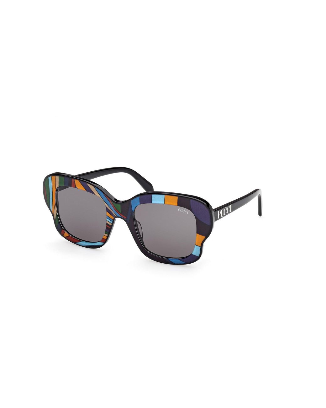 Emilio Pucci Black Ep0220 99A Sunglasses Acetate Smoke Squared Normal