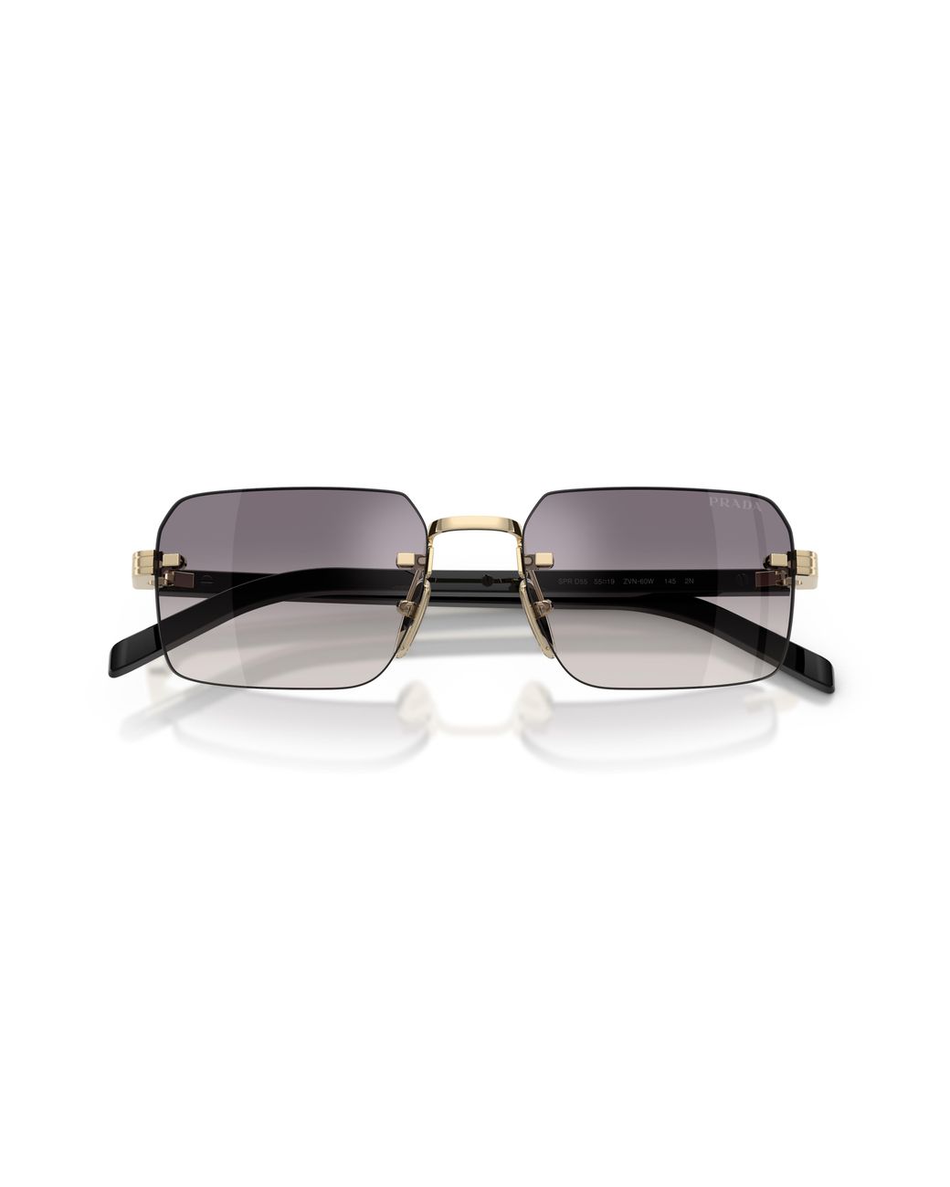 Prada Black Pr D55S Zvn60W Sunglasses Metal Squared Mirror for men