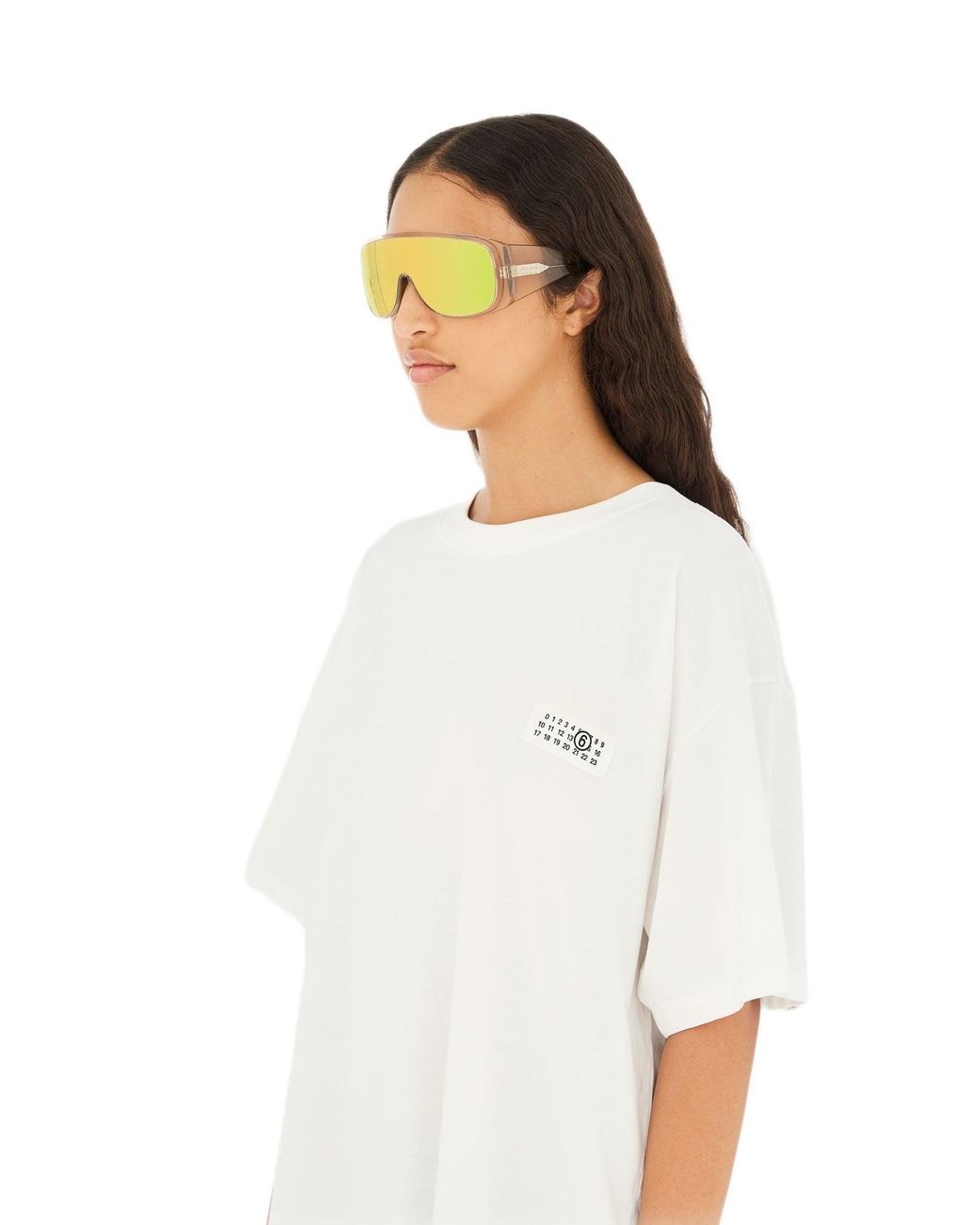 MM6 by Maison Margiela Black I9B Margiela Mm6 Mask Ivory Occhiali Da Sole Acetato Giallo Maschera Specchiato