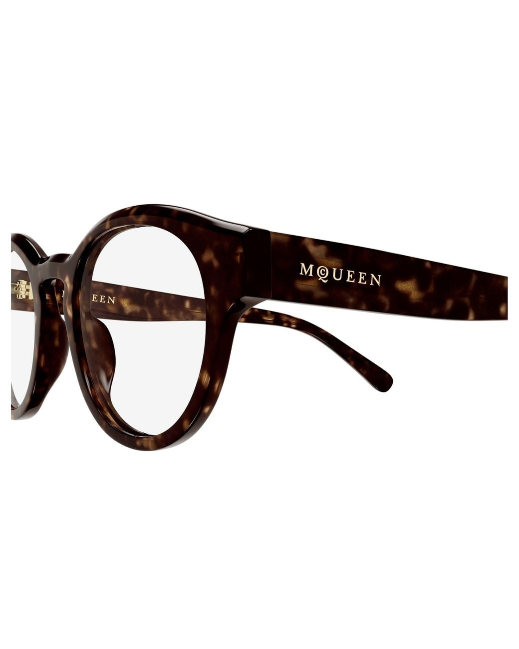 McQueen Black Am0581O 002 Montature Da Vista Acetato Trasparente Rotonda
