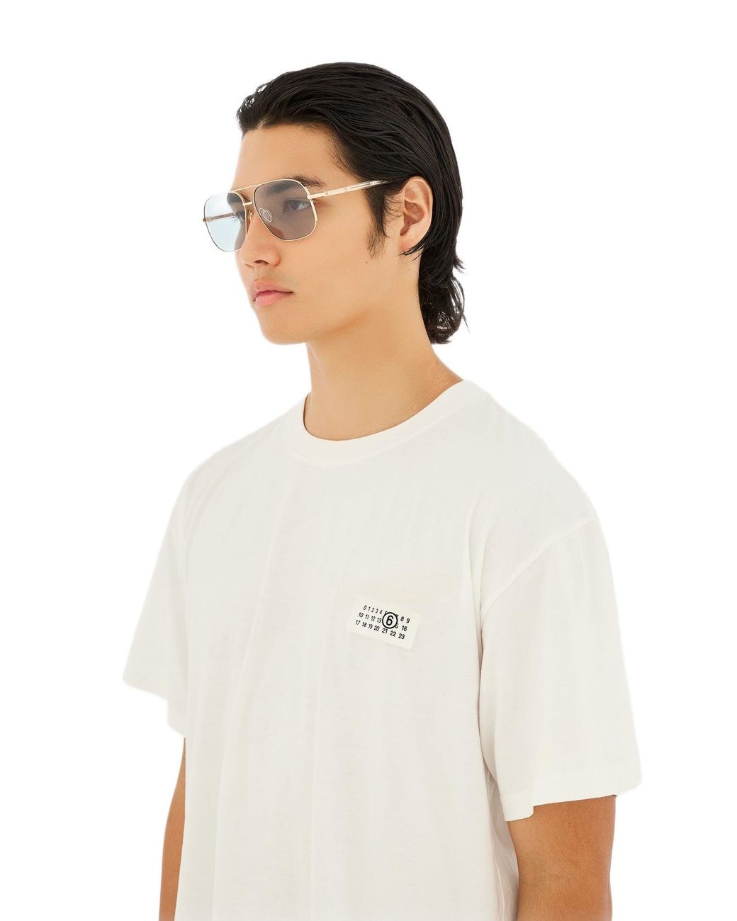 MM6 by Maison Margiela Black D68 Lunettes 21 Occhiali Da Sole Metallo Azzurro Squadrata Normale
