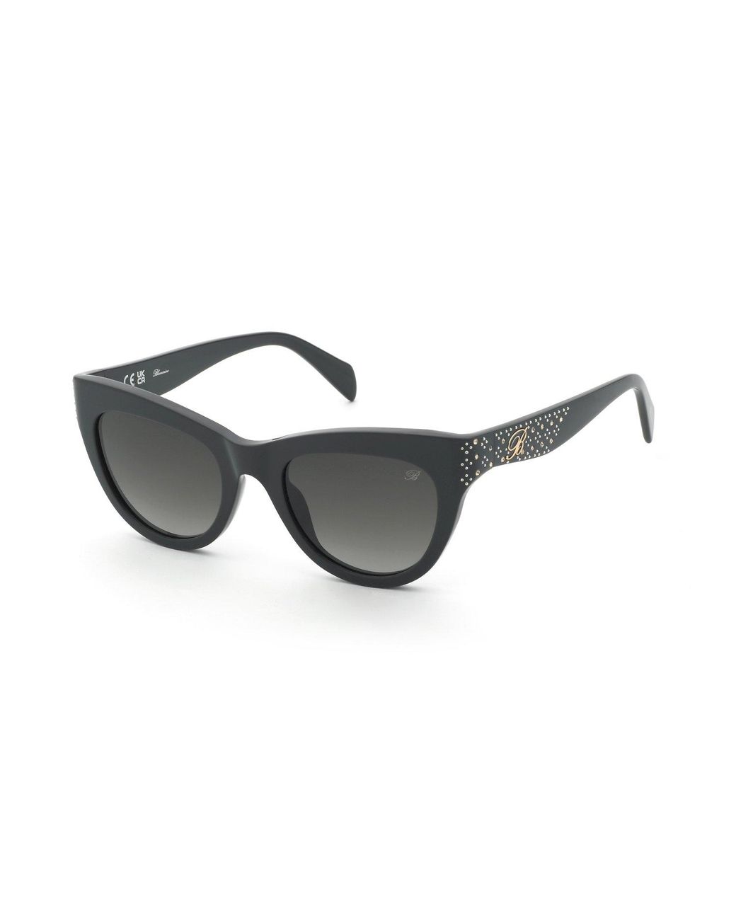 Blumarine Black Sbm904S 0Aau Sunglasses Acetate Smoke Cat Eye Normal Nuanced