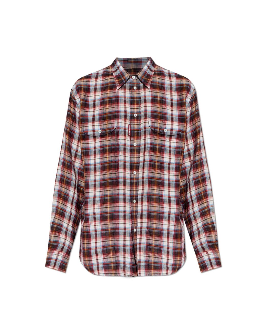 DSquared² Red Linen Shirt With Pockets for men