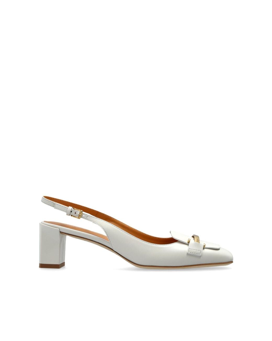 Tod's White Leather Heeled Shoes