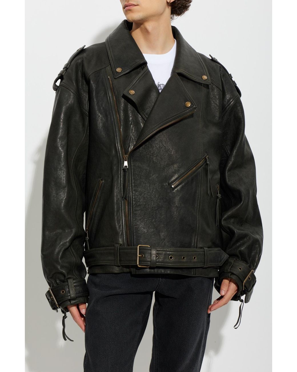 Balmain Black Leather Jacket for men