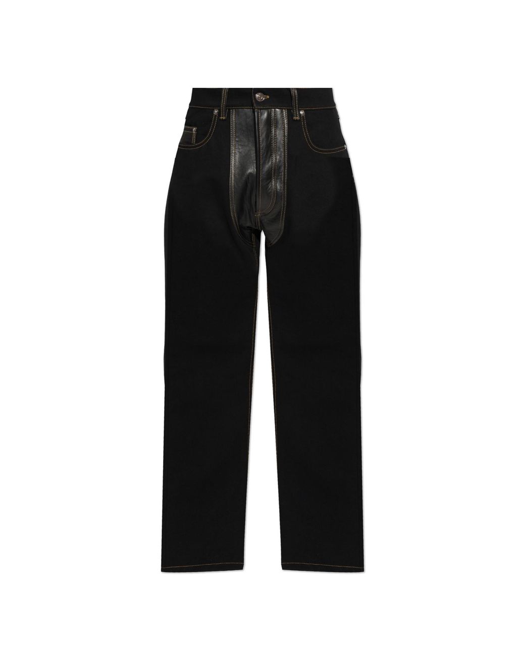 Versace Black Jeans With Leather Inserts for men
