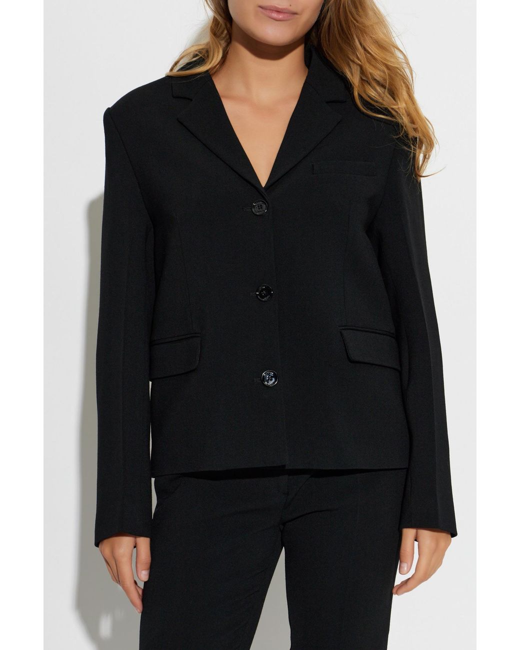 Totême  Black Wool Blazer With Open Lapels