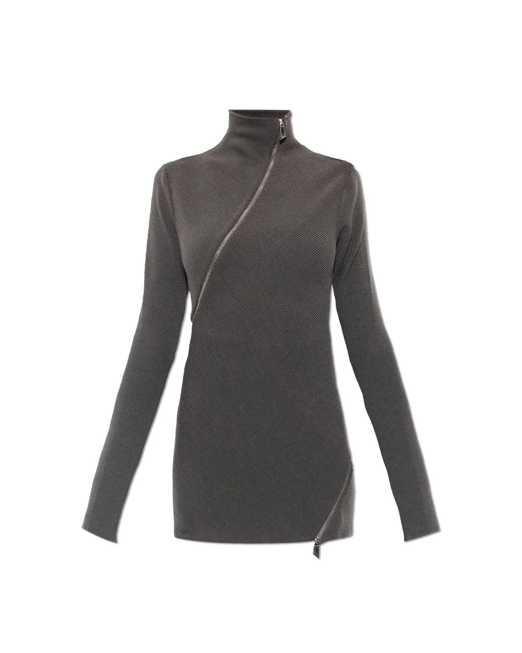 The Attico Gray Sweater With Decorative Zippers