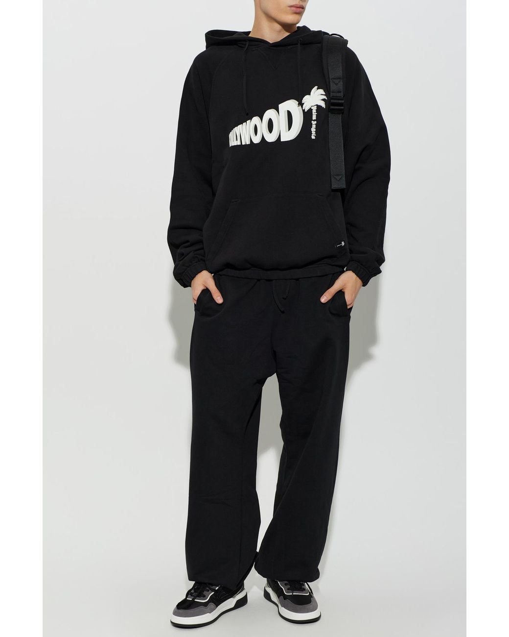 Palm Angels Black Cotton Printed Sweatshirt for men