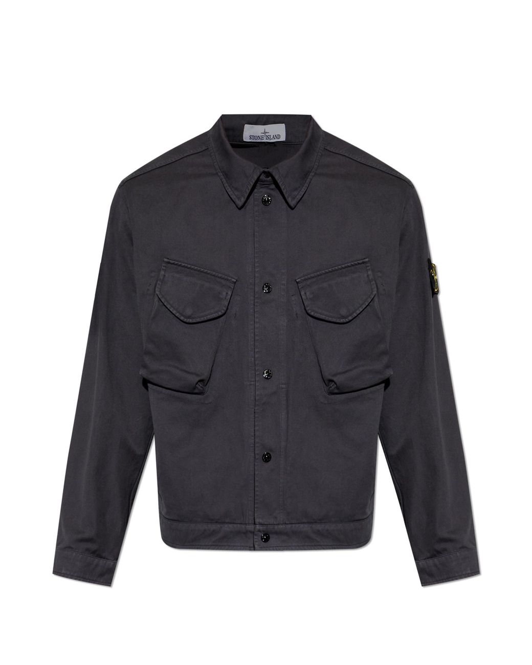 Stone Island Blue Jacket With Logo Patch for men