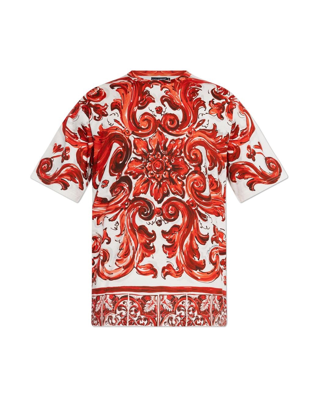 Dolce & Gabbana Red T-Shirt With "Majolica" Print for men