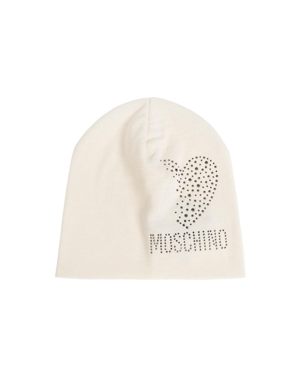 Moschino White Wool Beanie With Shimmering Sequins