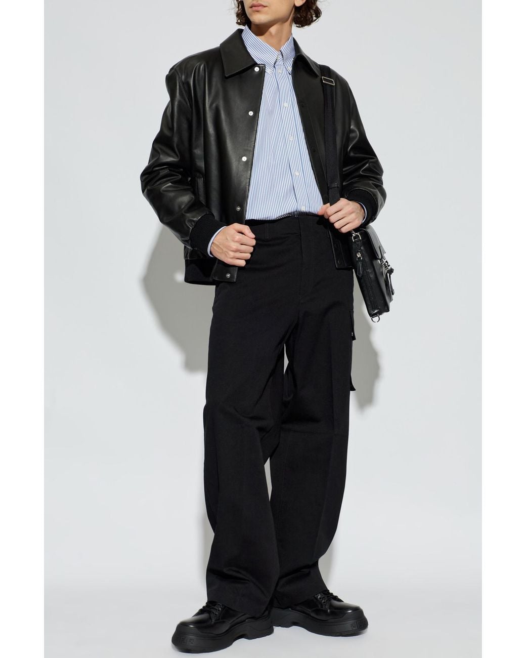 Fendi Black Leather Jacket for men