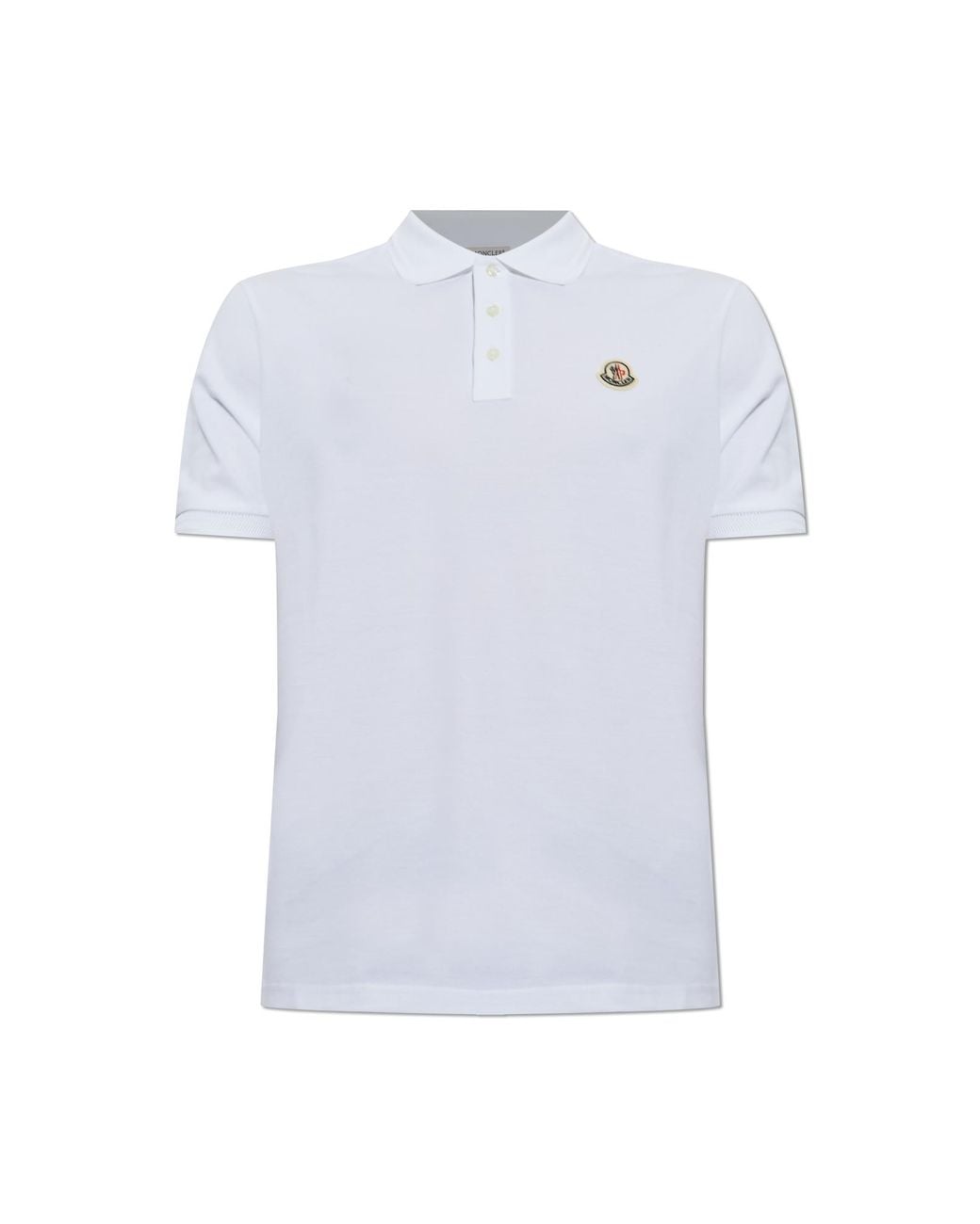 Moncler White Polo Shirt With Logo Patch for men