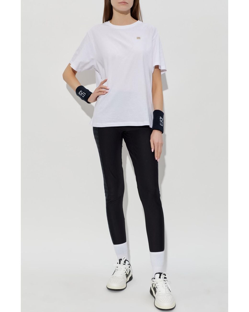 EA7 White T-Shirt With Logo Patch
