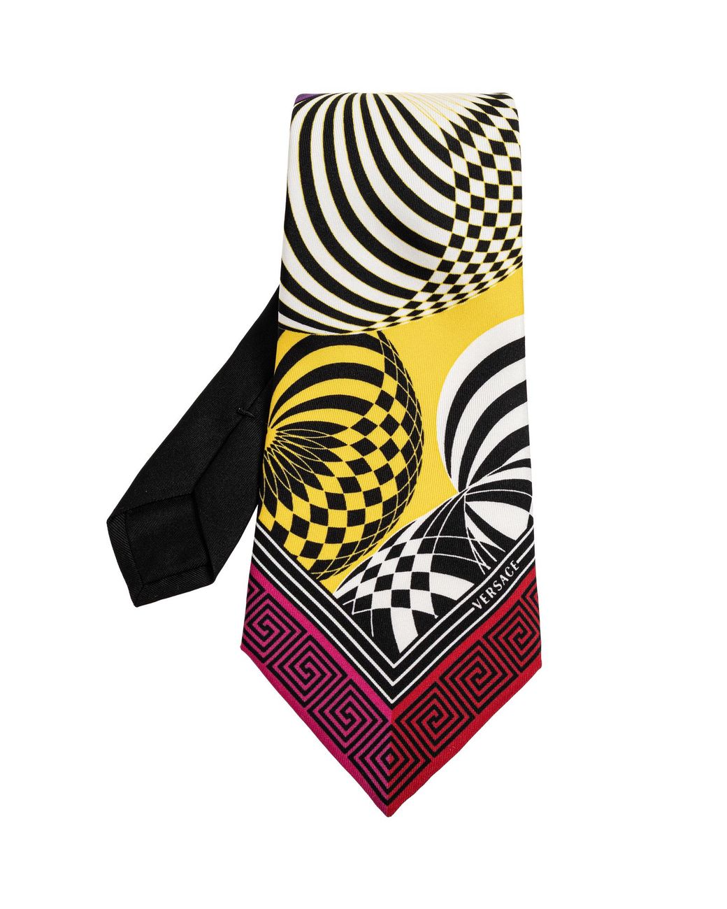 Versace Black Silk Tie With "Teatro" Print for men