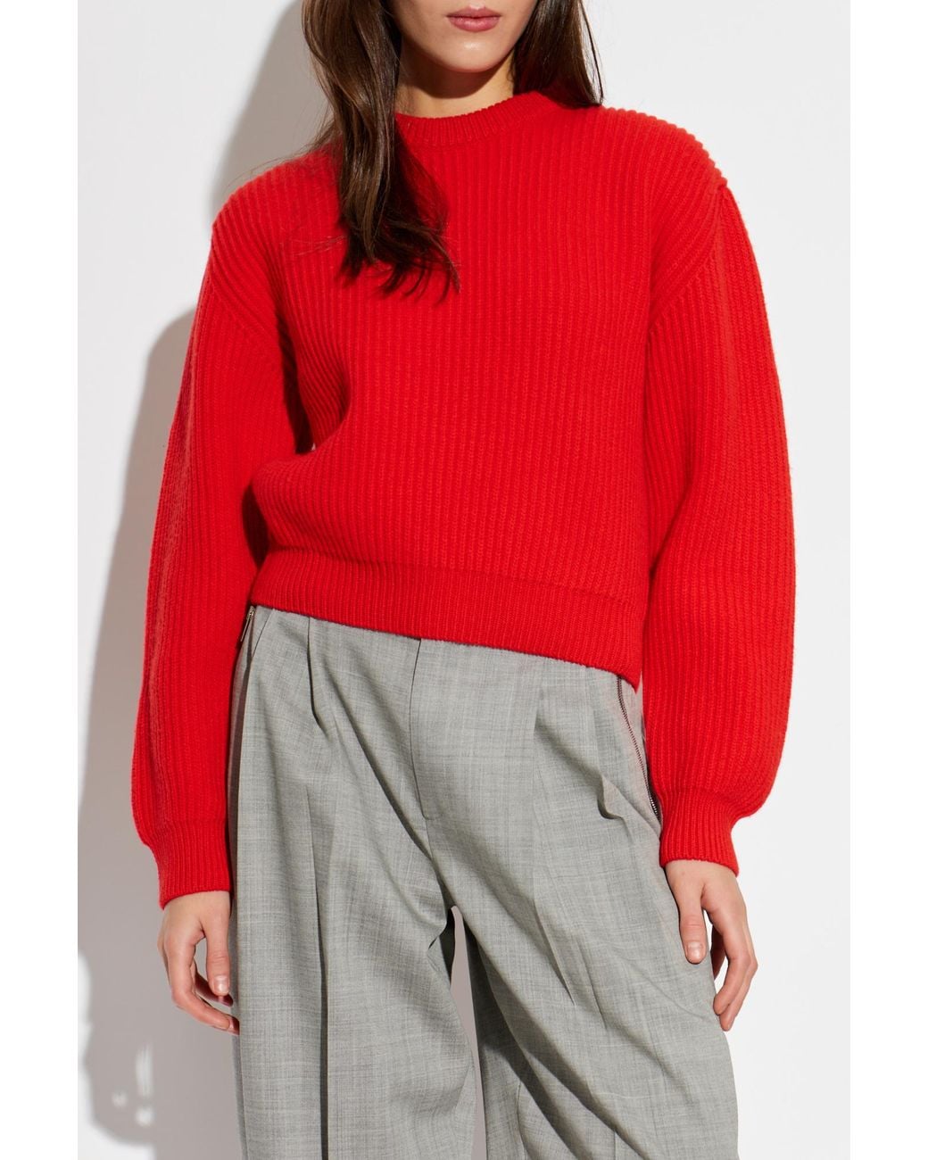 Jil Sander Red Wool Sweater With A Crew Neck