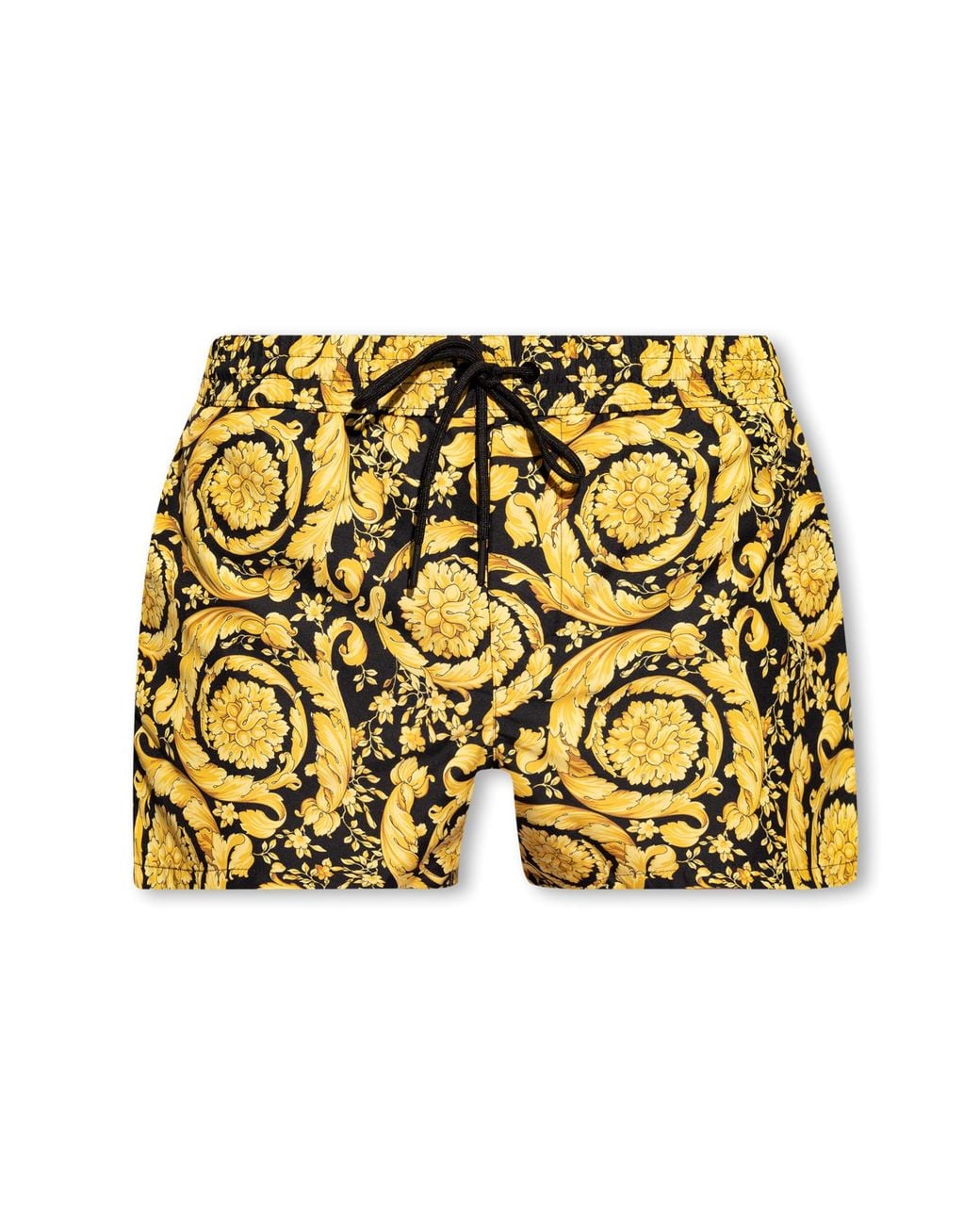 Versace Yellow Baroque-Patterned Swim Shorts for men