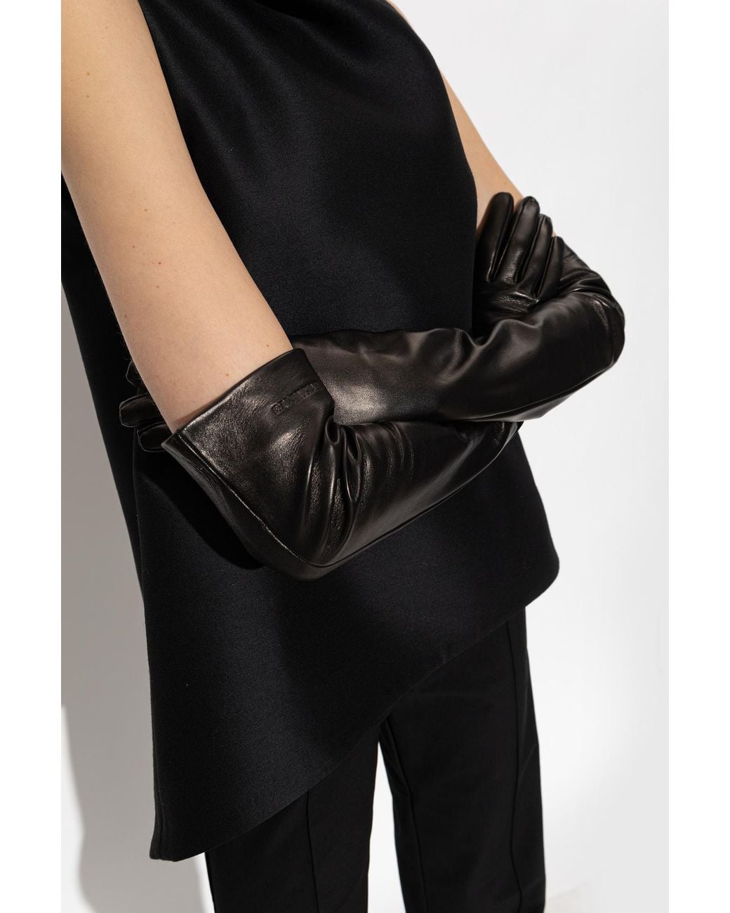 Balenciaga Black Leather Gloves
