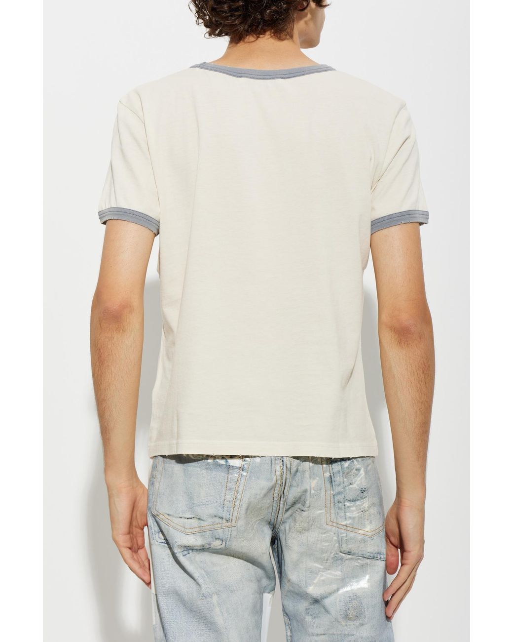 Acne White Cotton T-Shirt With Print for men