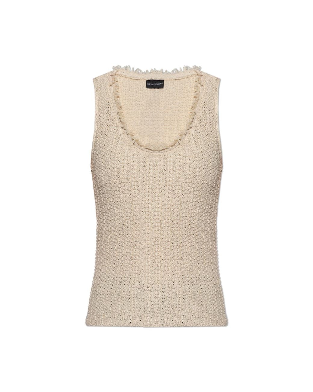Emporio Armani Natural Top With A Raw-Finished Neckline