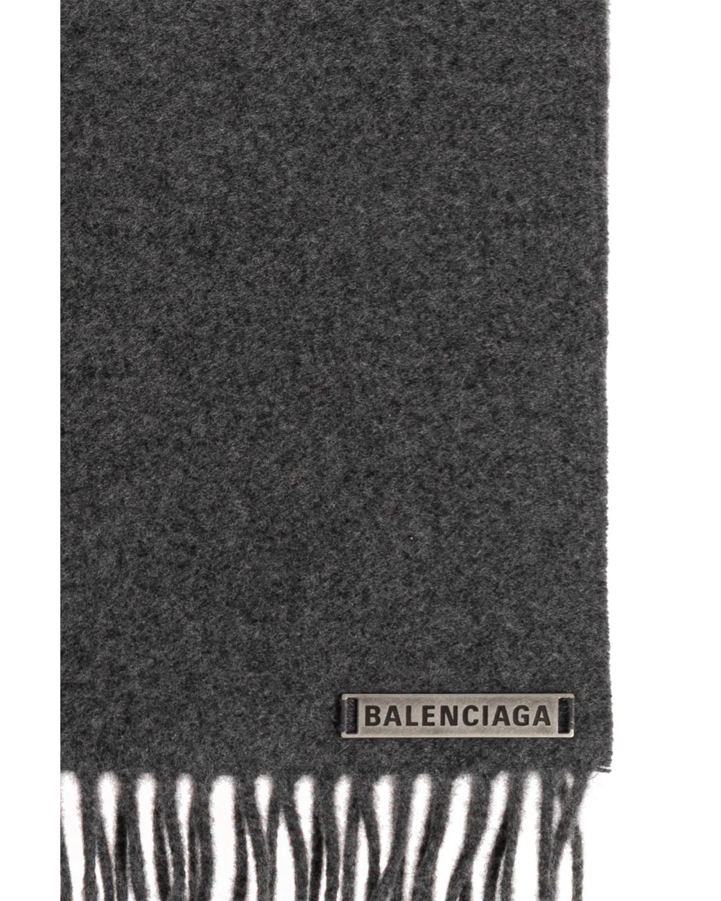 Balenciaga Black Cashmere Scarf With Logo
