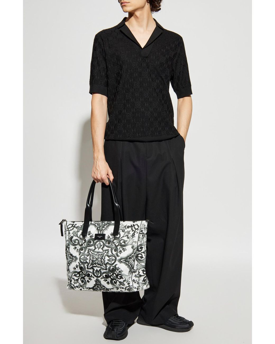 Dolce & Gabbana Black Silk Polo for men