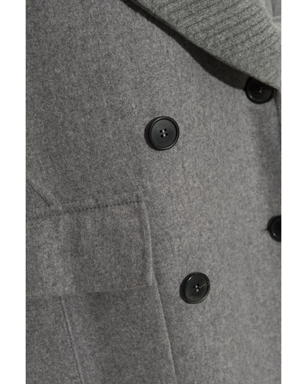 Lanvin Gray Wool Coat With Detachable Collar