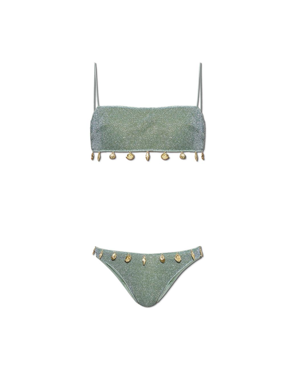 Oseree Green Two-Piece Swimsuit With Lurex Thread
