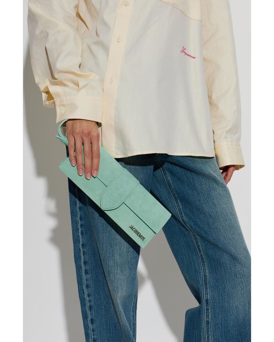Jacquemus Green Suede Clutch 'La Pochette Bambino'