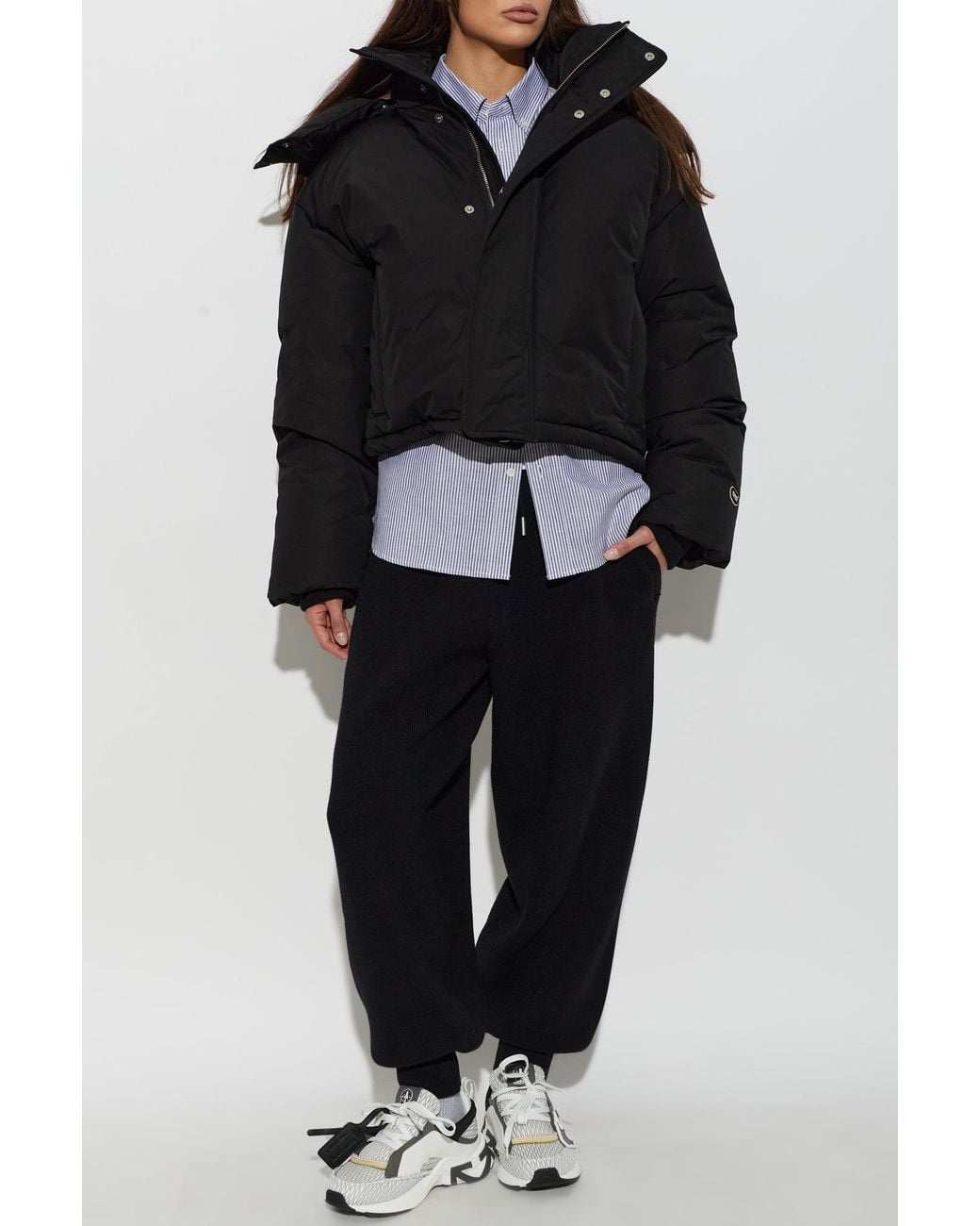 AMI Black Hooded Padded Jacket