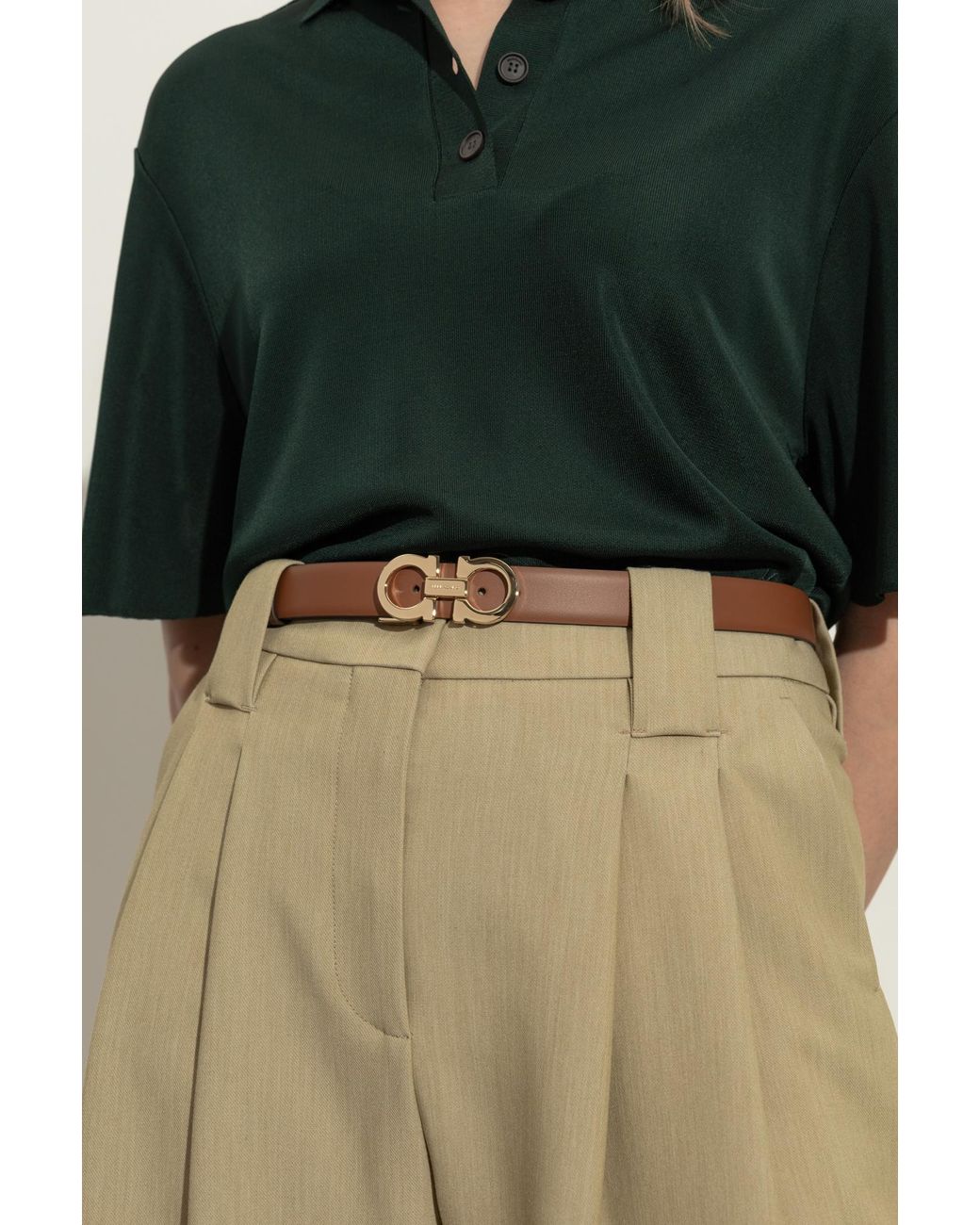Ferragamo Brown Gancini Reversible & Adjustable Leather Belt