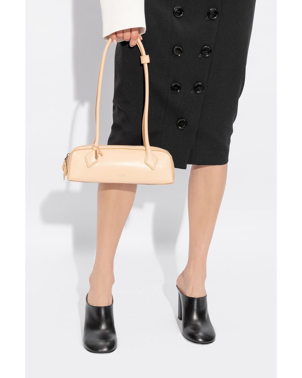 Alaïa Shoulder Bag With Logo in White Lyst