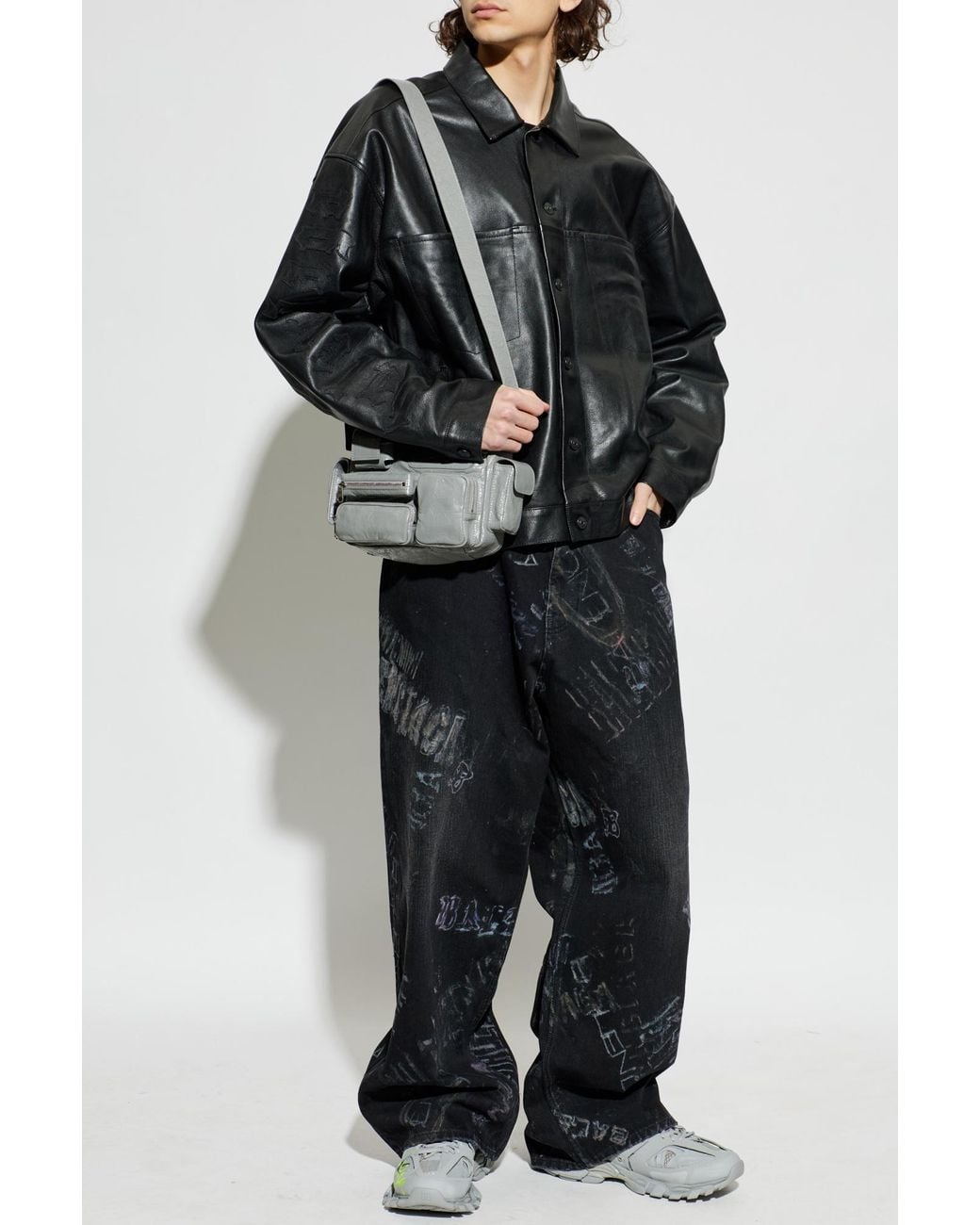 Balenciaga Black Leather Jacket for men