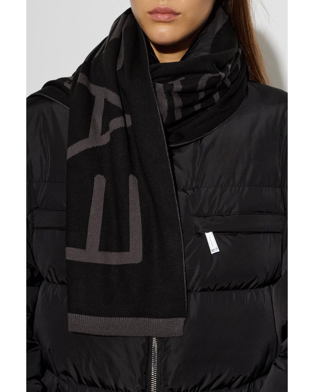 EA7 Black Scarf With Logo