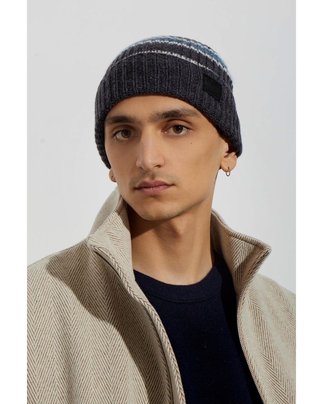 Paul Smith Blue Striped Beanie for men