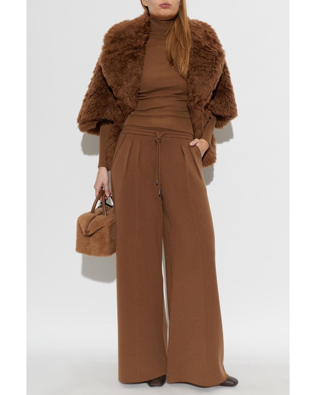 Max Mara Brown Wool Turtleneck Sweater 'Cavallo'