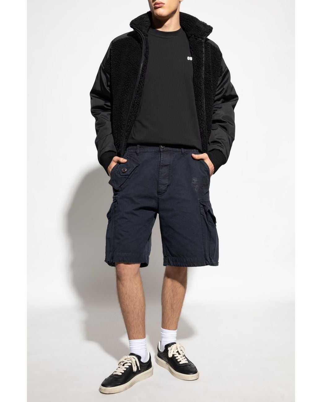 DSquared² Black Fleece Sweatshirt With Stand-Up Collar for men