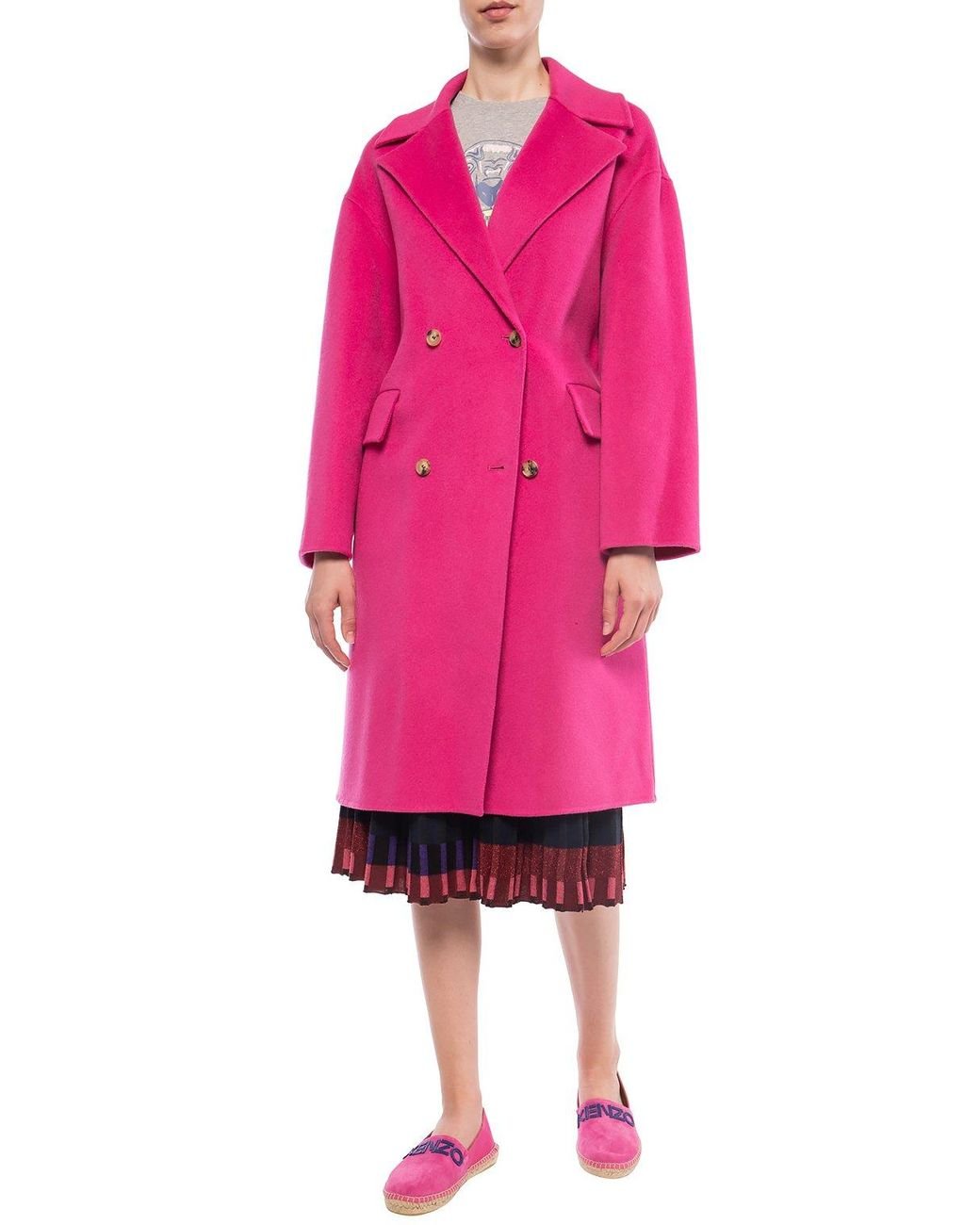 Kenzo wool and hotsell cashmere coat pink