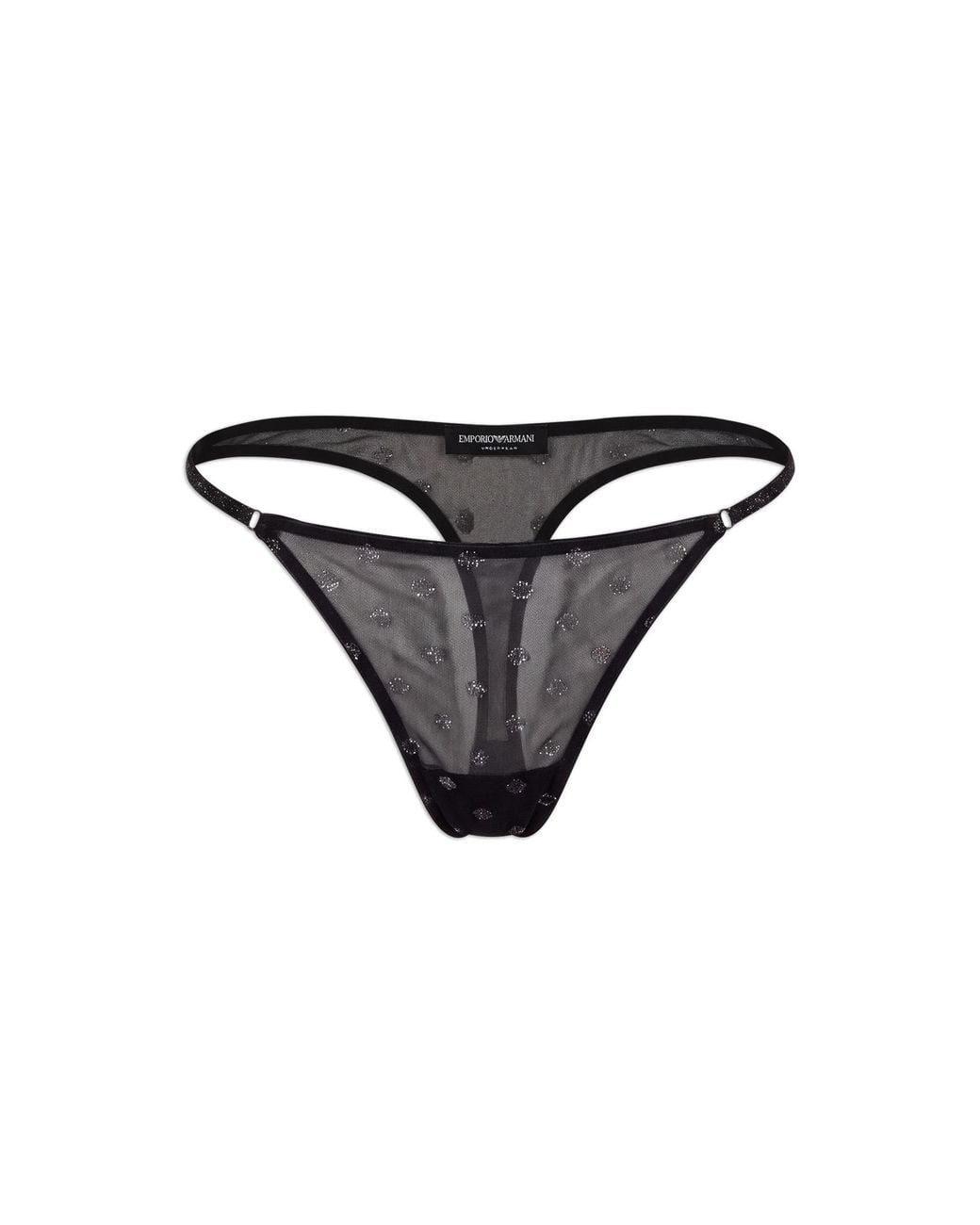 Emporio Armani Black Logo-Embellished Thong