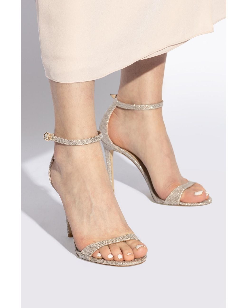 Stuart Weitzman White Heeled Sandals Nudist Ii