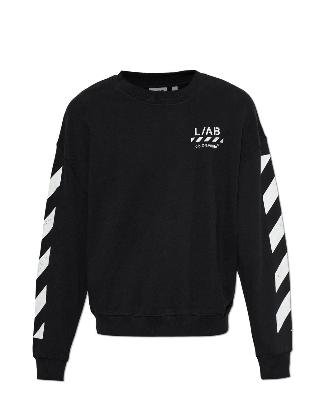 LAB C.O. OFF WHITE Black Sweatshirt With Printed Logo for men