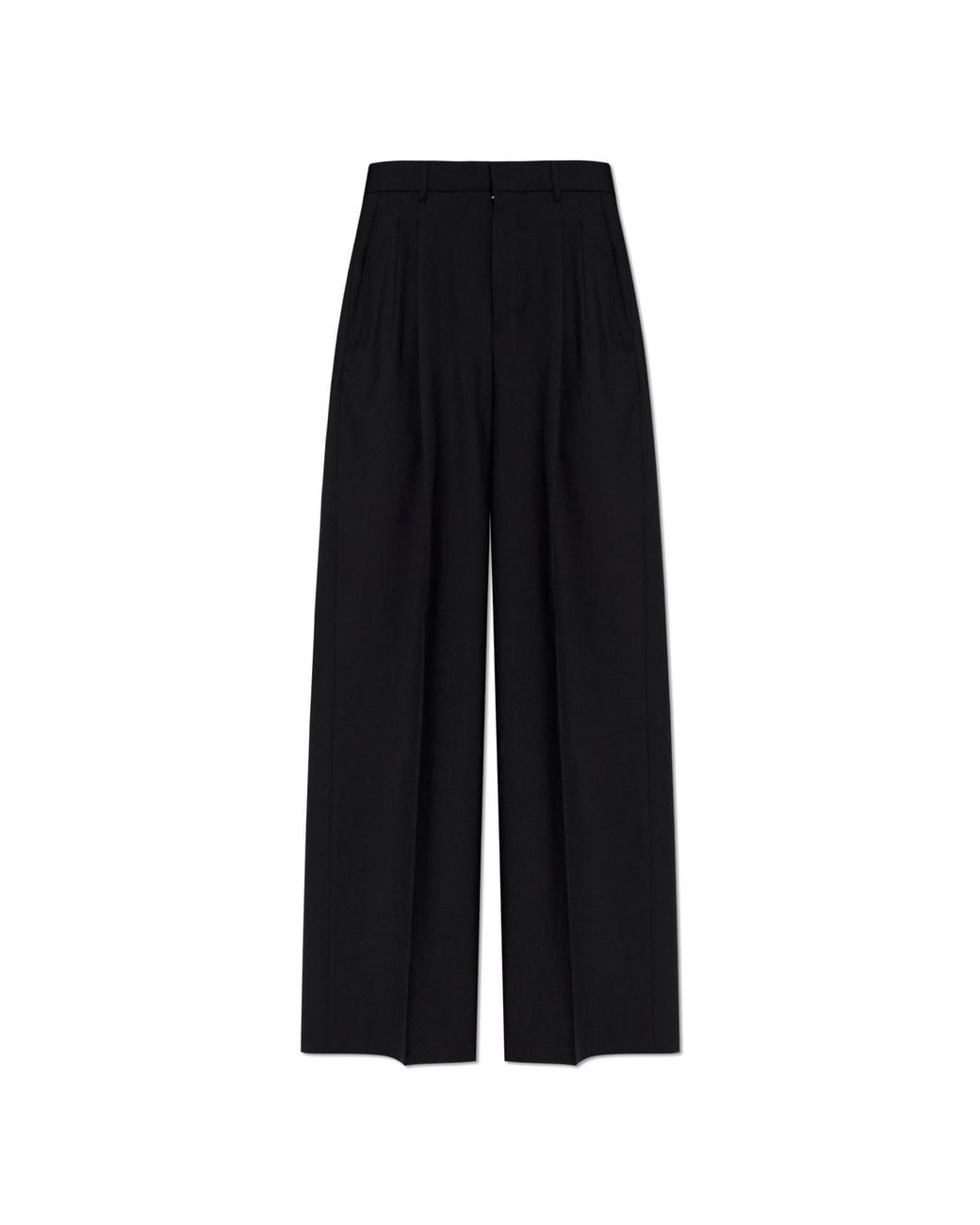 AMI Black Straight-Leg Wool Trousers
