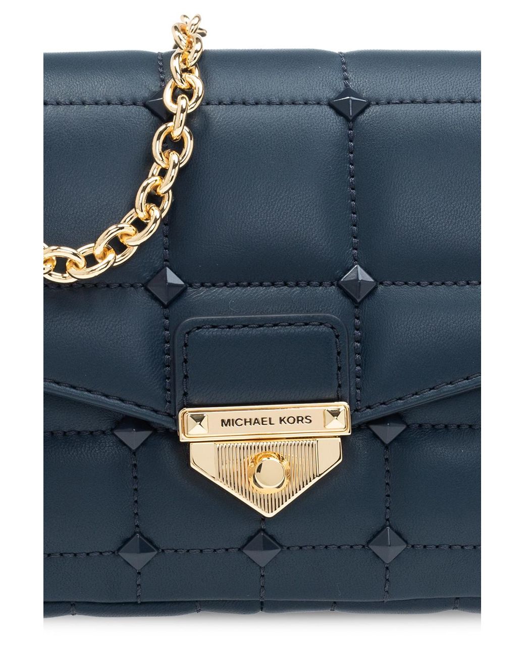Michael Kors Navy Blue Leather Quilted Large Shoulder Bag