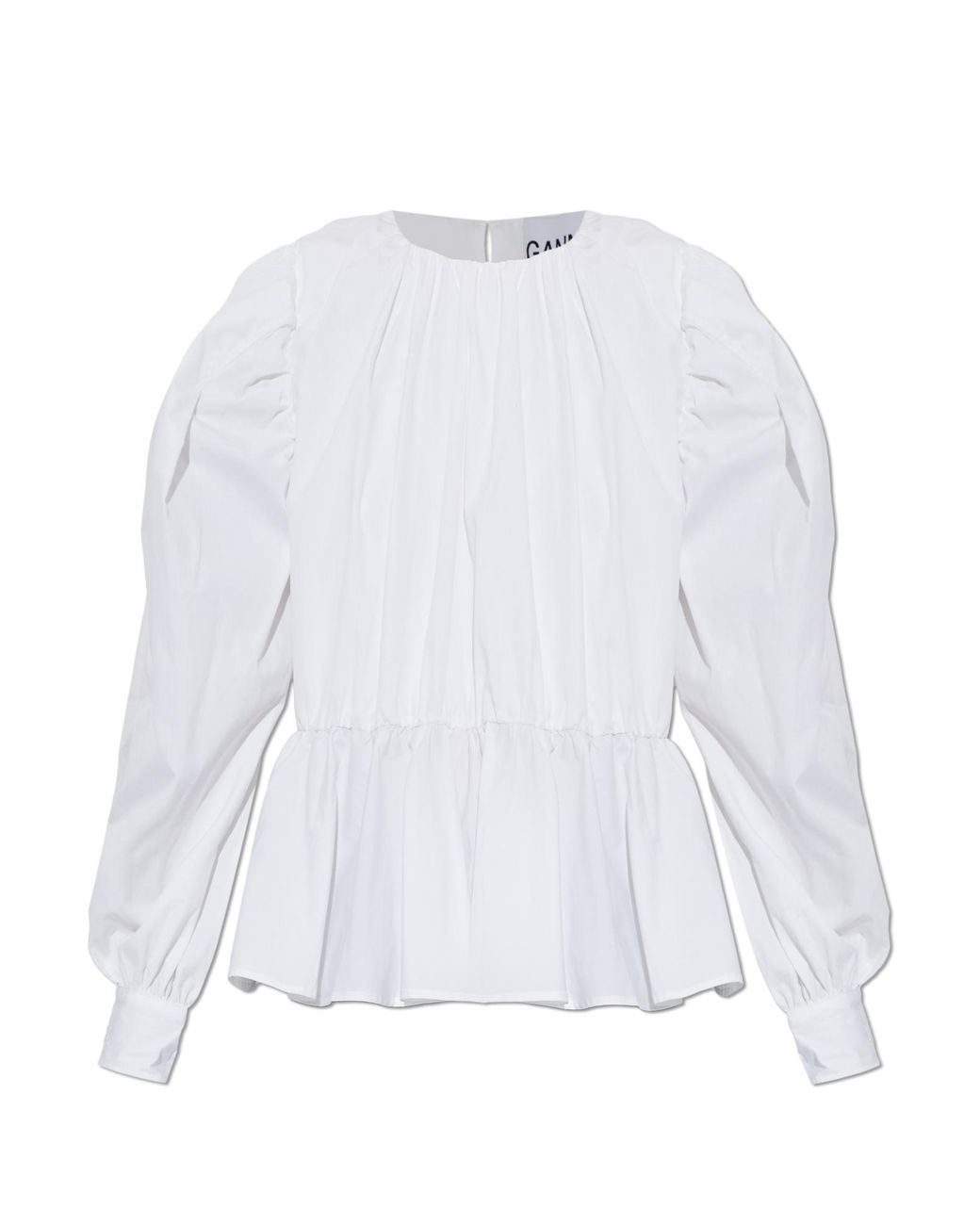 Ganni White Peplum Top