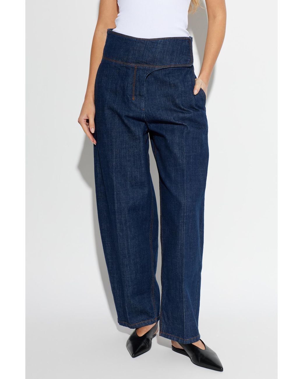 AMI Blue Wide-Leg Jeans